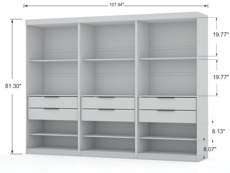 Mulberry Contemporary Modern 36\" Wardrobe Closet in White - Set of 3