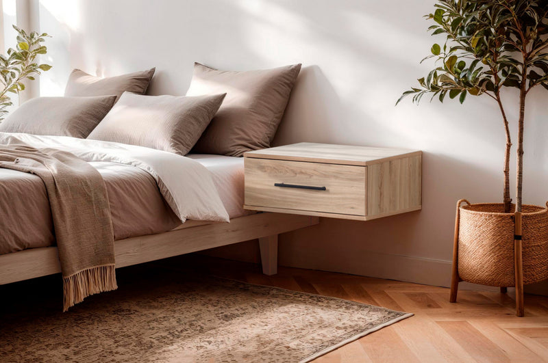 Primo Set Of 2 Floating Nightstands With 1 Drawer - Rustic Oak 