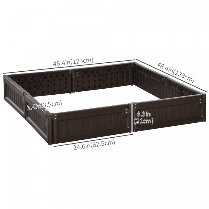 Outsunny 46\" X 46\" Raise Garden Bed Kit, Planter Box Above Ground For Flowers, Herb, Vegetables, Outdoor Garden Backyard With Easy Assembly, Brown