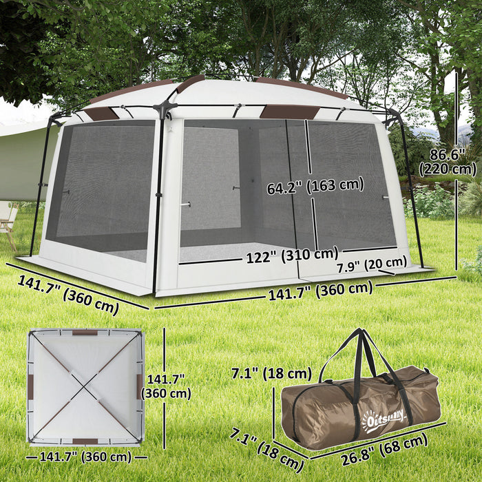Outsunny Screen Tent, 12' X 12' Screen House With Uv50+ Protection, White