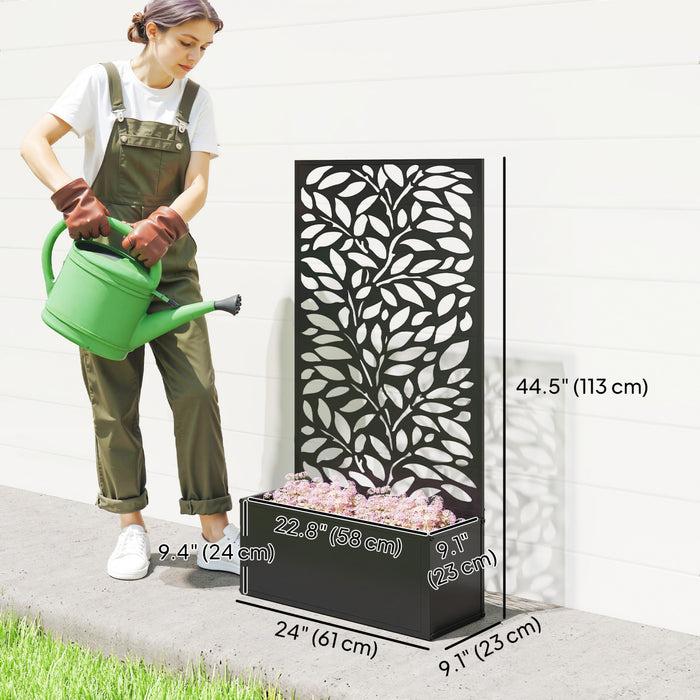 Outsunny Raised Garden Bed with Privacy Panel, Metal Planter Box