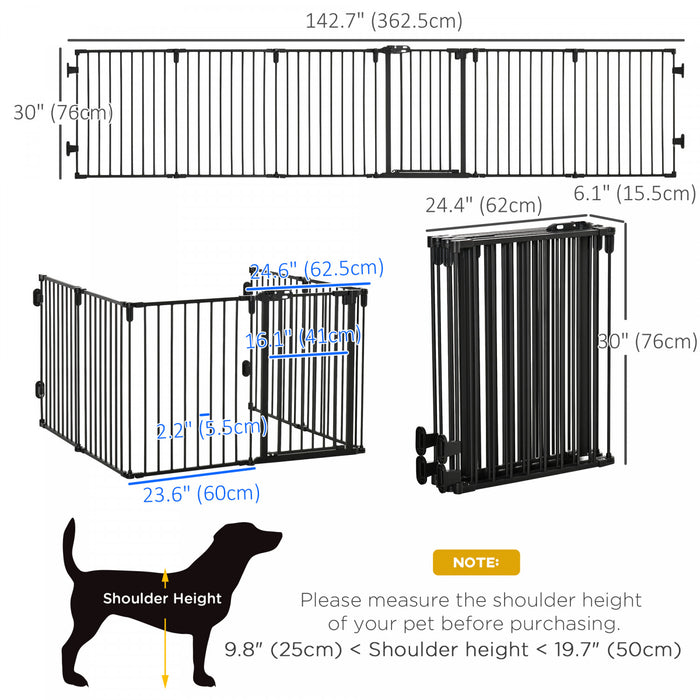 Pawhut Dog Playpen Diy Adjustable, Puppy Play Pen Dog Fences Indoor With Automatically Close Lock, Pet Door For Doorway Stair, Fireplace Christmas Tree Barrier, 6-panel, 30''h