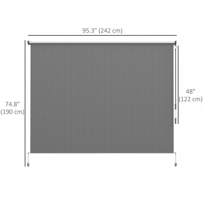 Outsunny Outdoor Roller Shade, 8' X 6' Patio Door Blinds, Dark Grey