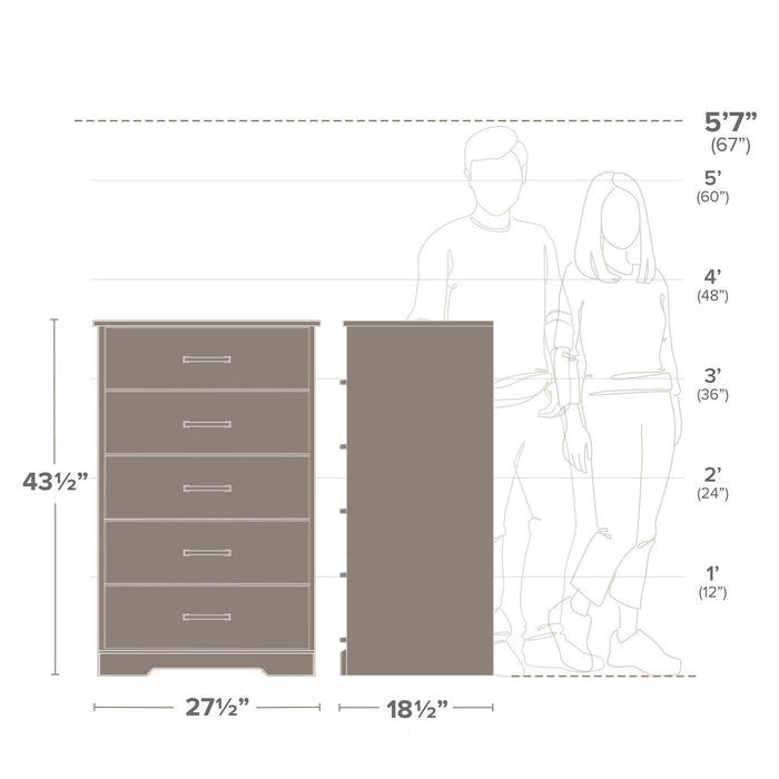 Prepac Rustic Ridge 27.5\" 5-Drawer Chest - Black