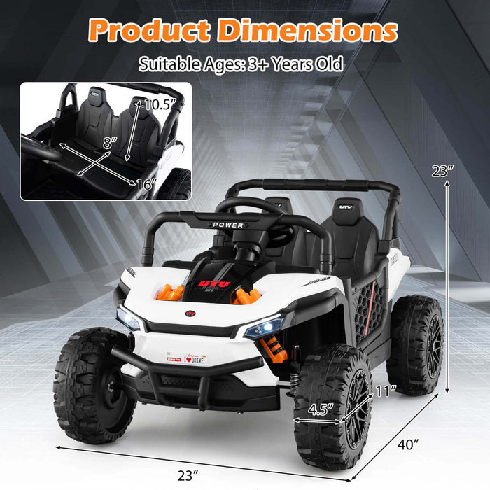 Costway 12v Kids Ride On Truck With Parental Remote 3 Speeds & Reverse Forward Function White