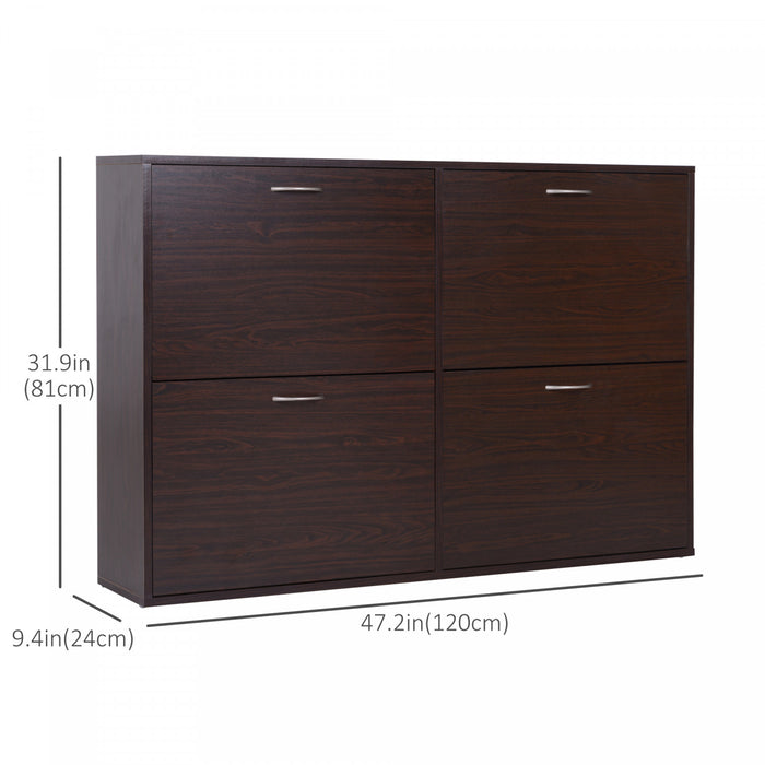 HOMCOM Flip Down Shoe Storage Cabinet, Wooden Shoe Rack, Entryway Shelf