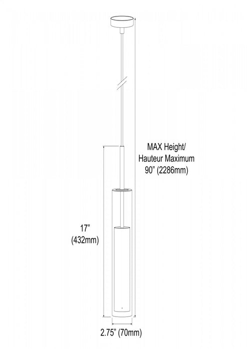 Dainolite Luna LED Pendant 6w Black Finish Clear Glass Lamp