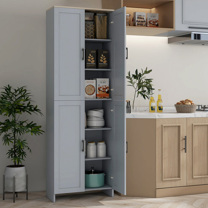 HOMCOM 67\" Kitchen Pantry 4-door Storage Cabinet with Adjustable Shelves