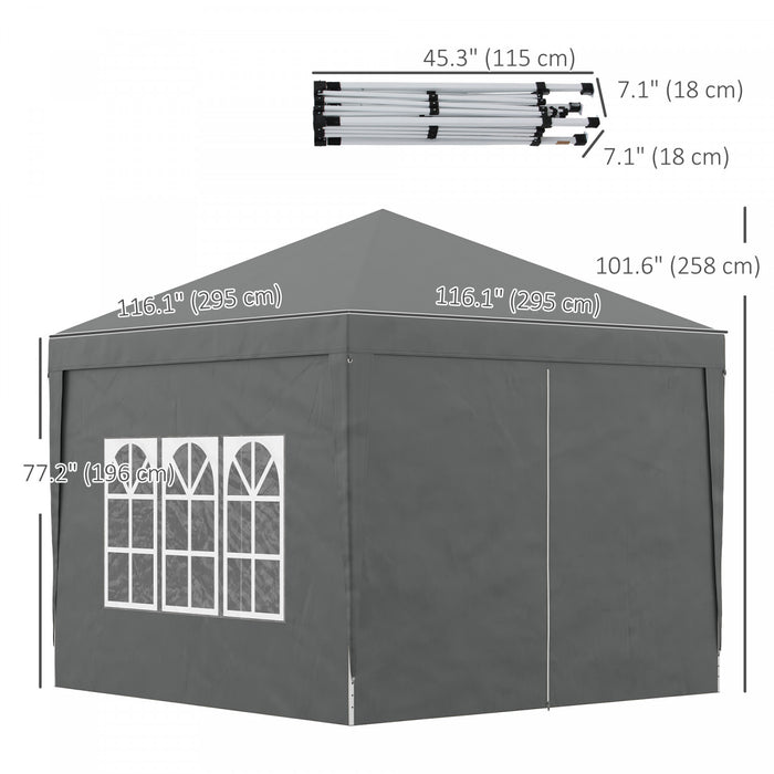 Outsunny 10'x10' Outdoor Pop Up Party Tent With Carrying Bag Dark Grey