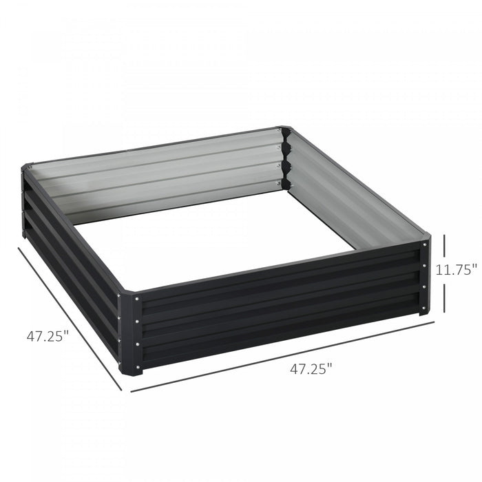 Outsunny 4' X 4' X 1' Raised Garden Bed Galvanized Steel Planter Box For Vegetables, Flowers, Herbs, Grey