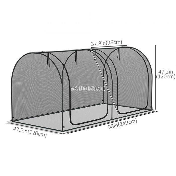 Outsunny 8 X 4ft Crop Cage With Two Zippered Doors And Ground Stakes Black