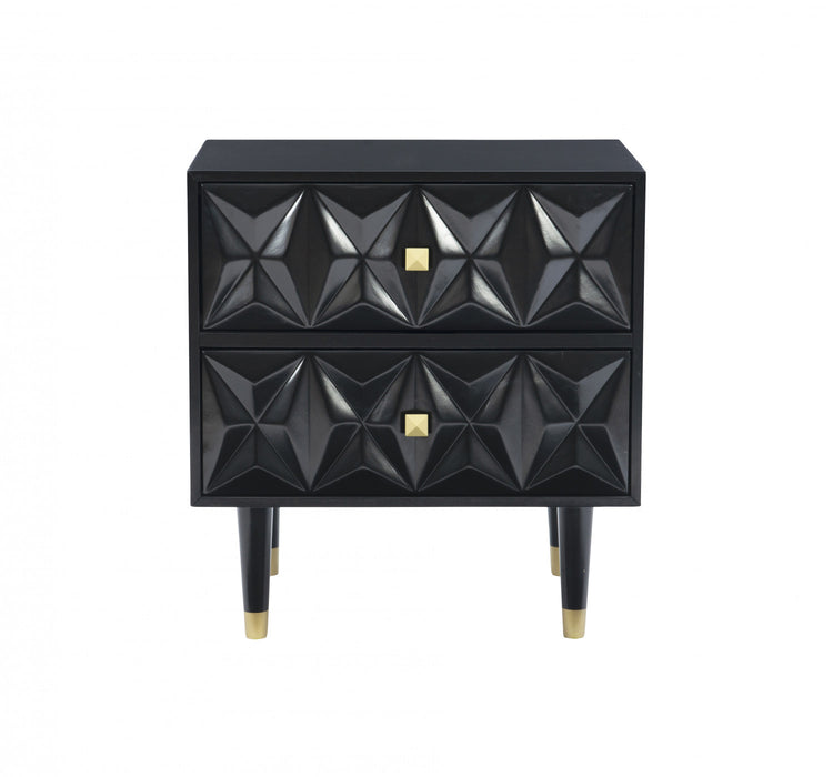 Geo 2-Drawer Textured Nightstand - Black