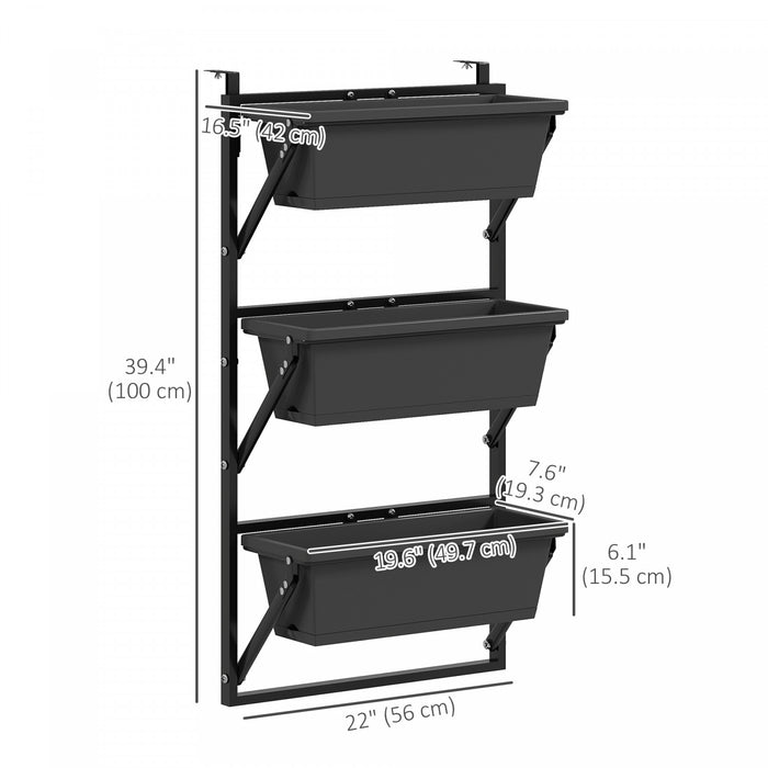 Outsunny 3-Tier Planters for Outdoor Plants, Planter Boxes, Dark Grey