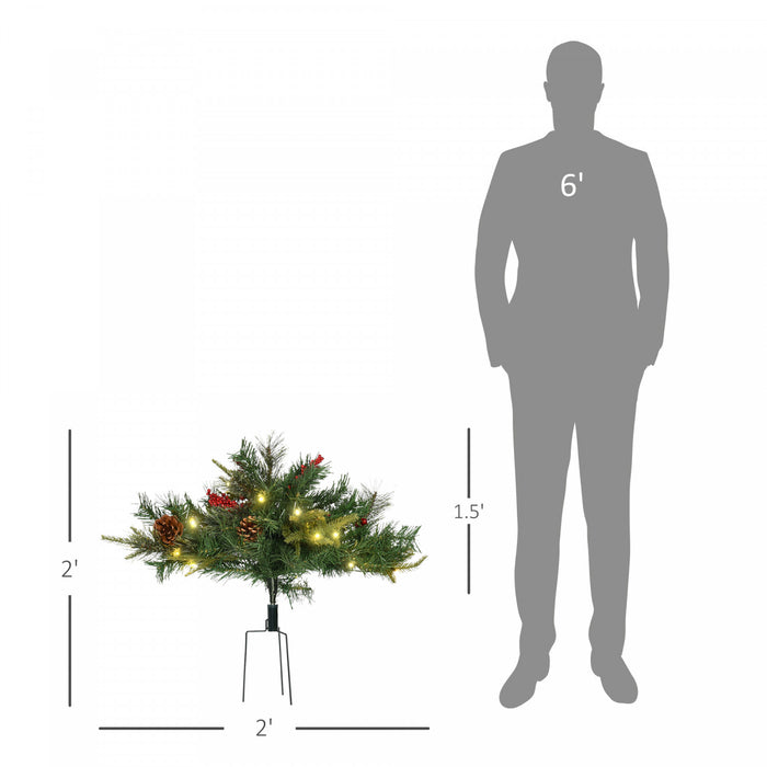 Homcom 2 Pack 1.5ft Prelit Artificial Christmas Tree Outdoors