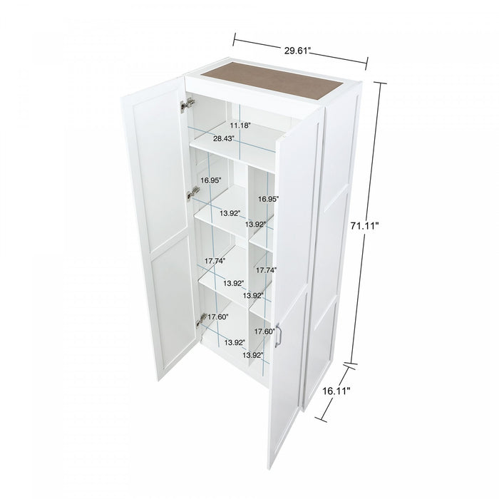 Cornelia Modern 30\" Storage Cabinet in White (7-Shelf) - Set of 2 Bookcase