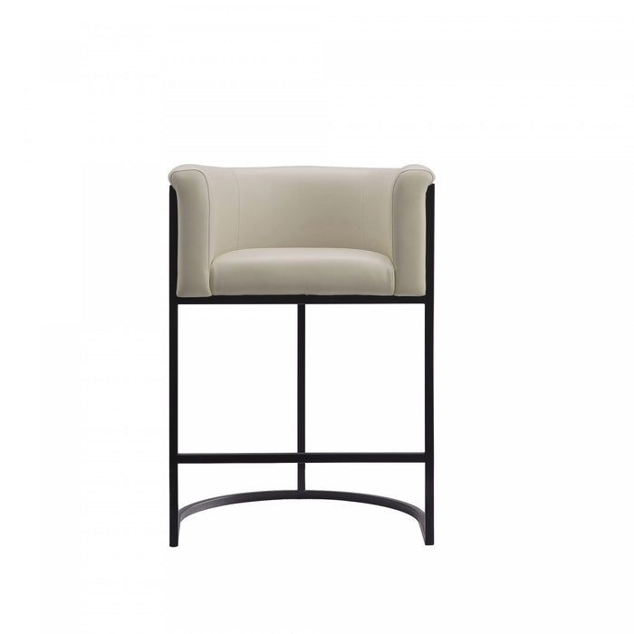 Cosmopolitan Mid-Century Modern Metal Upholstered Counter Stool in Stone Gray