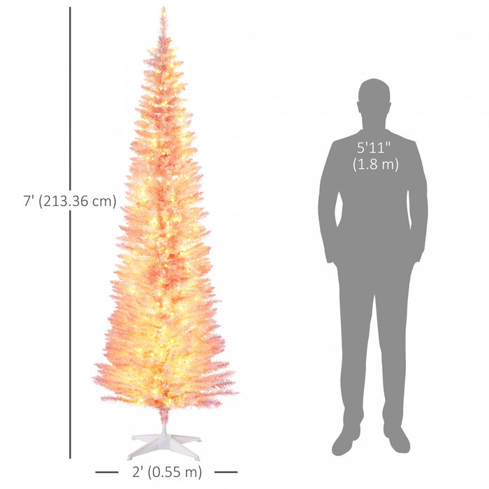 HOMCOM 7' Prelit Artificial Christmas Tree with Warm White LED Lights