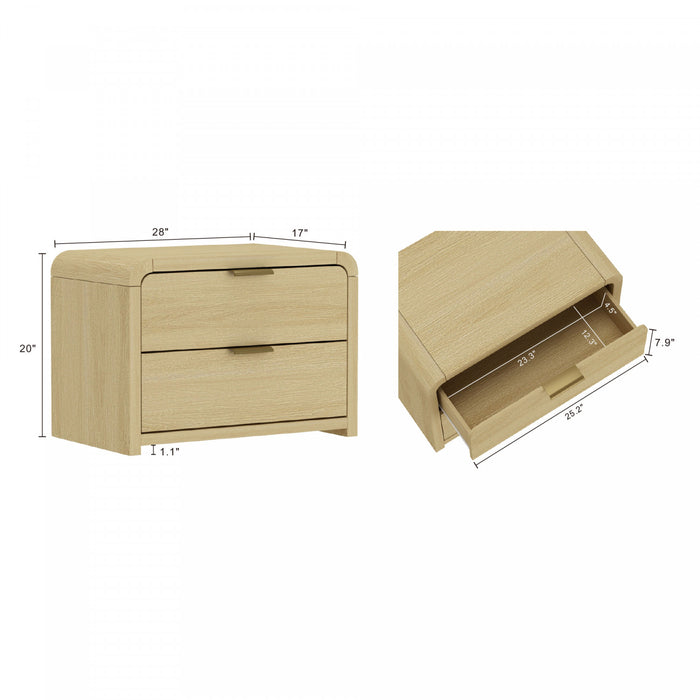 Grace Modern 28\" Nightstand in Natural Oak and Gold