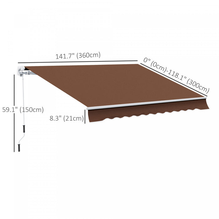 Outsunny Retractable Awning Manual Sun Shade Shelter, Coffee