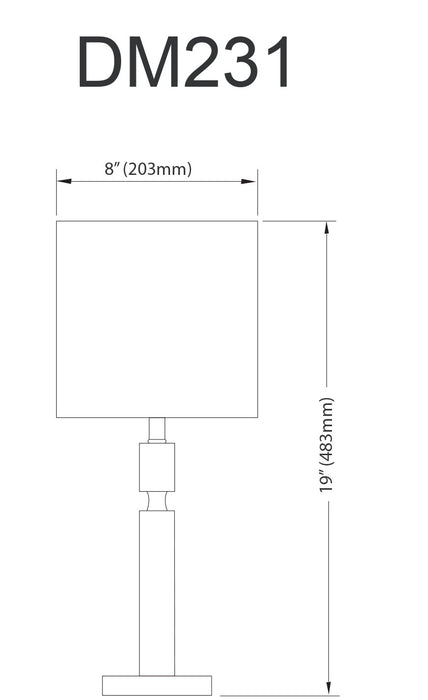 Dainolite Fernanda 1 Light Table Lamp Polished Chrome White Shade