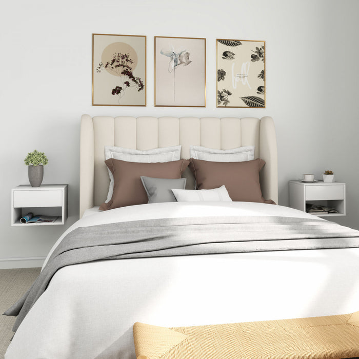 HOMCOM Floating Nightstand Set of 2 with Drawer and Shelf, White