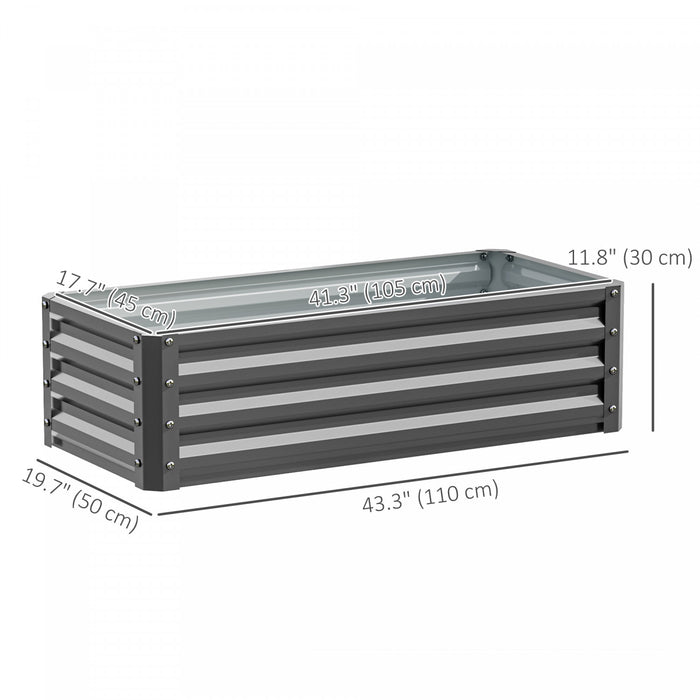 Outsunny Raised Garden Beds Set of 2, Galvanized Planter Box, Light Grey