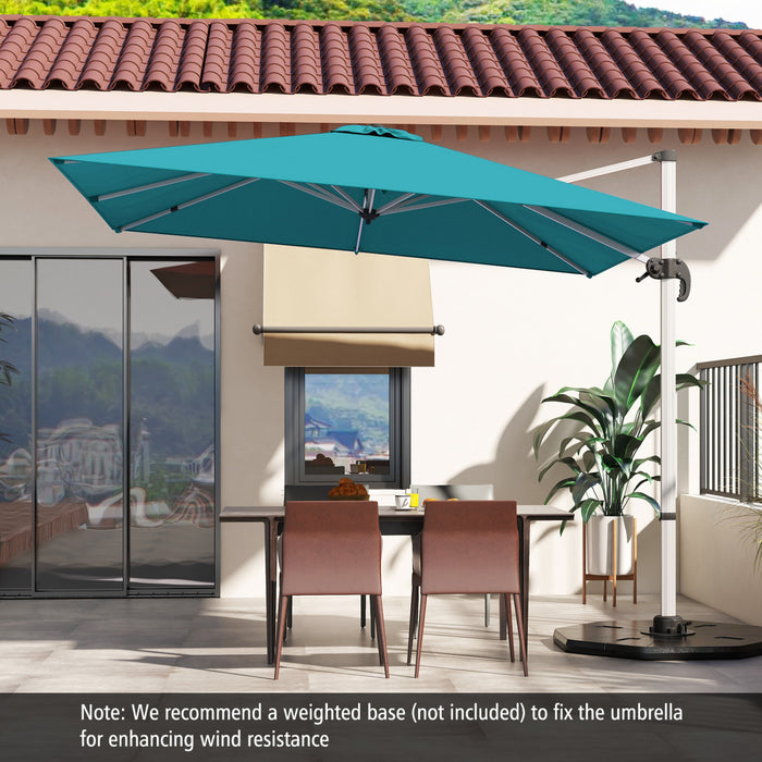 Costway 10 FT Patio Cantilever Umbrella Outdoor Aluminum Hanging Offset Umbrella w/ 360° Rotation Blue