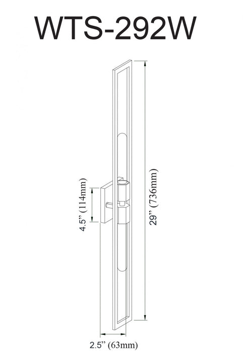 Dainolite Wisteria 2 Light Wall Sconce Tall Matte Black Lamp