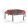 Soozier 45" Rebounder Trampoline for Adult, Quiet and Safe Bungee Rebounder Mini Trampoline Indoor with Remote Control and Colorful LED Lights, Red