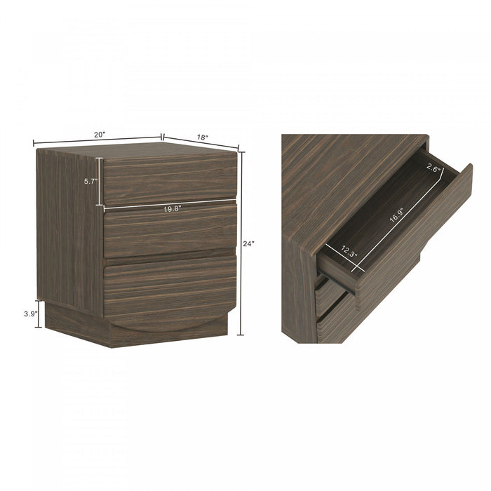 Ardea Contemporary 20\" Nightstand in Walnut (3-Drawer)