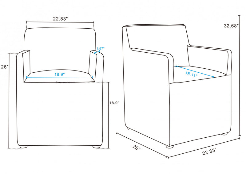 Anna Square Modern Vegan Leather Armchair in White - Set of 2