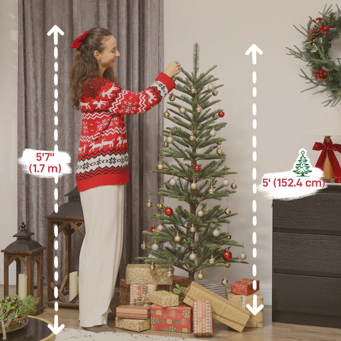 HOMCOM 5ft Fir Pencil Christmas Tree, Hinged Xmas Tree with 316 Branch Tips