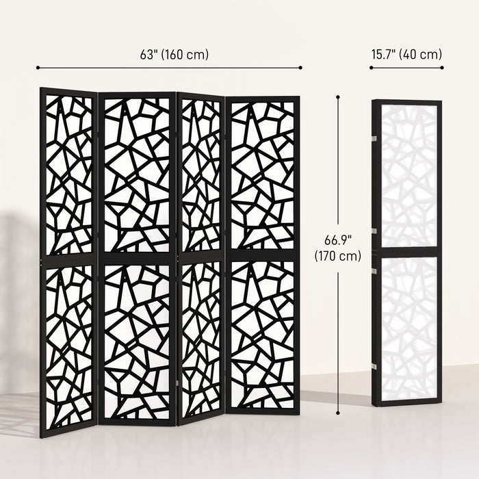 HOMCOM 4 Panel Room Divider, 5.6 FT Lightweight Privacy Screen, Black