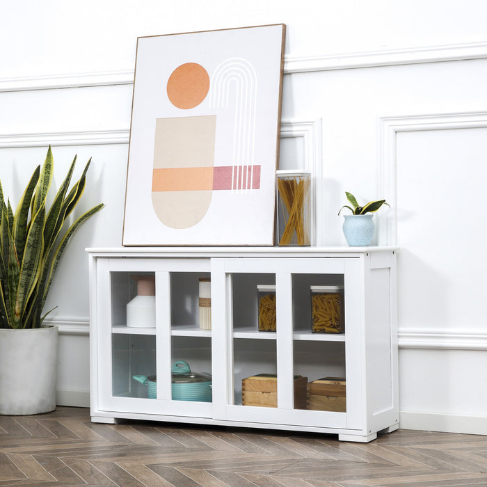 HOMCOM Kitchen Sideboard Stackable Storage Cabinet with Sliding Glass Door