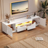 Lucas High-Gloss TV Stand with LED Lighting Storage,White | Lucas meuble TV brillant – meuble avec eclairage LED et rangement, blanc