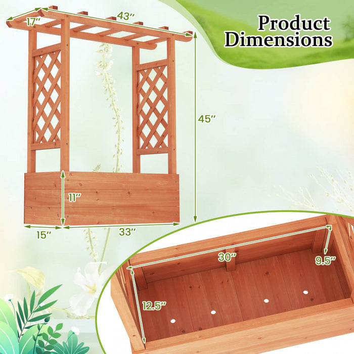 Costway 1 Pcs Wooden Raised Garden Bed With Trellis & Hanging Roof Drainage Elevated Planter Box