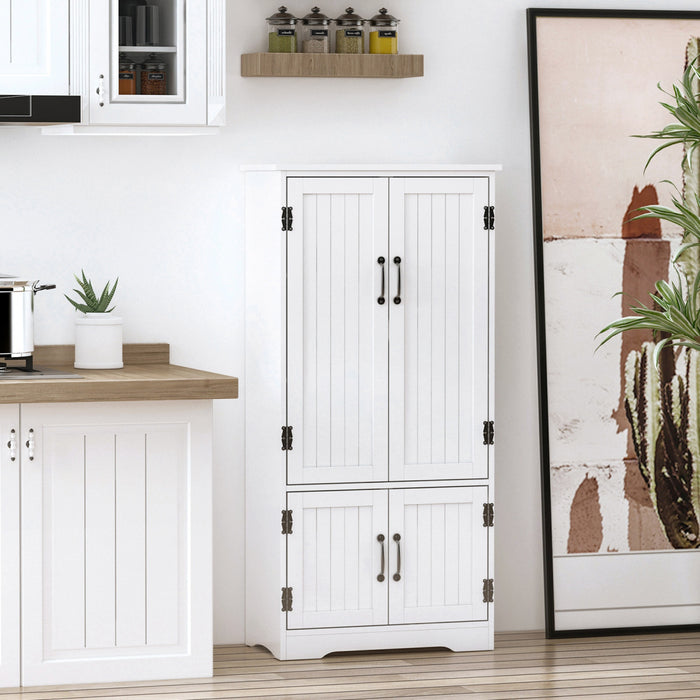 HOMCOM 48\" Kitchen Pantry, Kitchen Storage Cabinet with Shelves, White