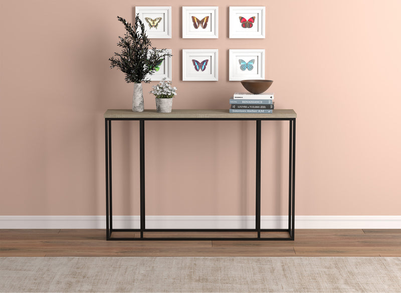 47” Console Table - Dark Taupe With Black Metal
