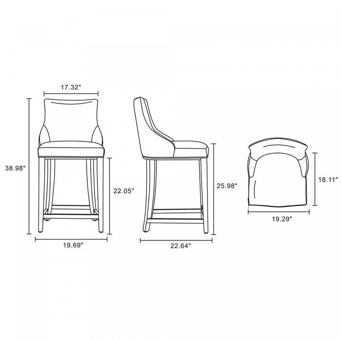 Shubert Modern Wood Upholstered Counter Stool in Light Gray - Set of 3