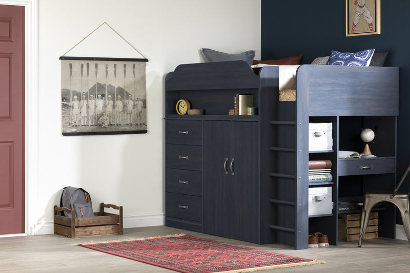 Asten Loft Bed With Desk - Blueberry 
