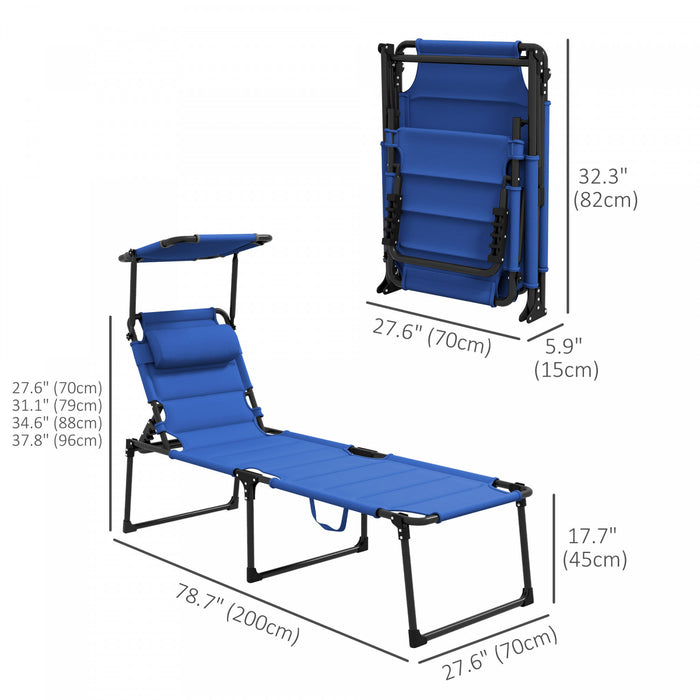 Outsunny 2-piece Folding Chaise Lounge, Reclining Tanning Chairs, Blue