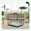 PawHut Dog Crate, 24" Folding Metal Dog Kennel with 2 Doors, Removable Tray, Soft Cushion, Handle, Pet Cage for Extra Small Dogs, Black