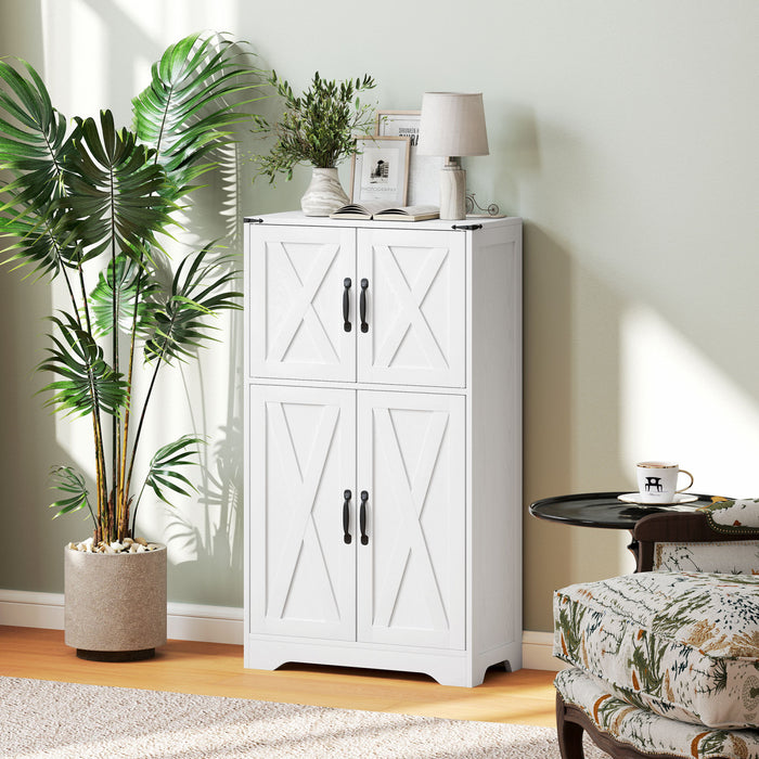 HOMCOM Kitchen Pantry Cabinet Pantry Storage Cabinet with Barn Doors White
