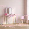 Qaba Kids Vanity Set, Makeup Vanity Table with Mirror and Stool, Storage Drawer, 7-Piece Accessories, Cloud-Design Pretend Makeup Toy for Girls 3-6 Years, Pink