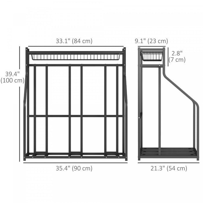 Soozier 3 Bicycle Bike Stand, Floor Bike Storage Rack With Basket, Hooks