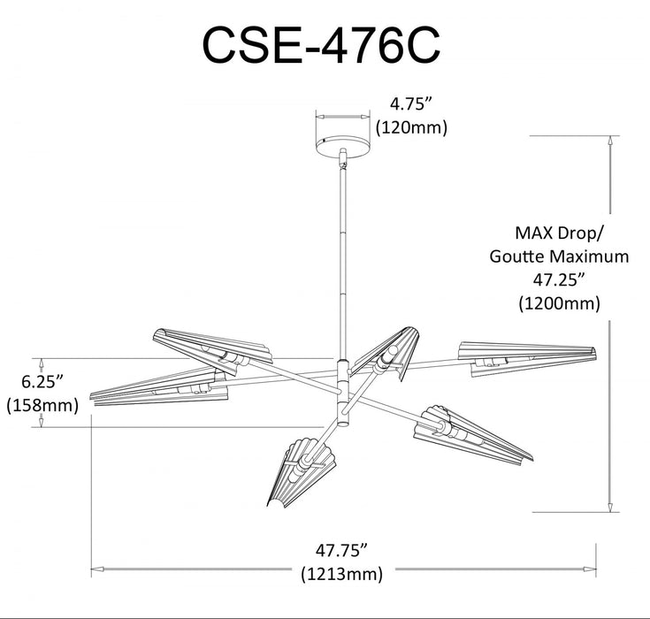 Dainolite Cassie 6 Light 3tier Chandelier Aged Brass Lamp