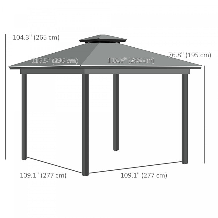 Outsunny 10' X 10' 2-tier Patio Gazebo With Mesh Sidewalls, Light Grey