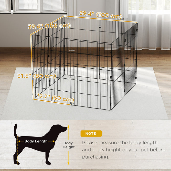 PawHut Foldable Dog Playpen, Expandable Metal Exercise Pet Fence with Grounding Stakes Indoor Outdoor Use for Small Medium Dogs, 20\" x 32\", 8 Panels, Black