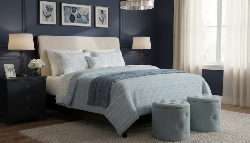 Isabelle 5-Piece Reversible Clipped Jacquard Comforter Set, Double/Queen 