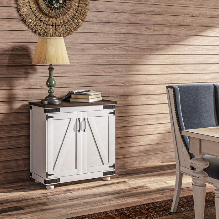 HOMCOM Storage Cabinet, Buffet Sideboard with Barn Door, Adjustable Shelf